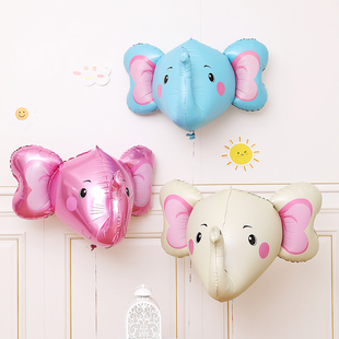 大象头动物造型卡通铝膜气球宝宝儿童飘空热气球生日装 饰场景摆摊
