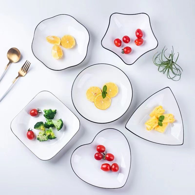 陶瓷菜盘创意简约点心盘鱼盘方形心形家用餐具异形瓷盘子水果盘