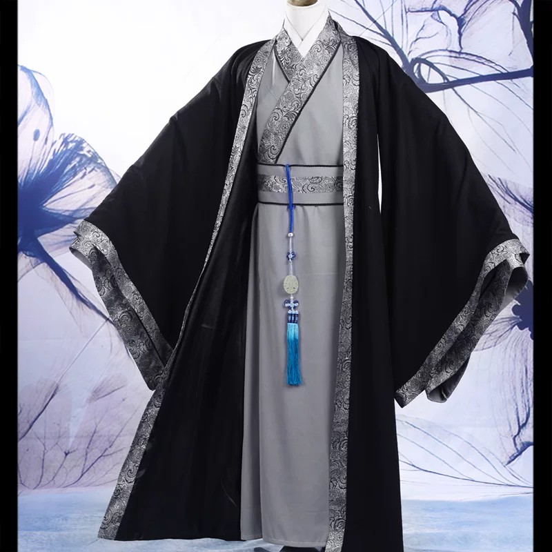 七七坊男士汉服全套正统华服寒冬季毛呢保暖加厚长款大氅直裾袍图片