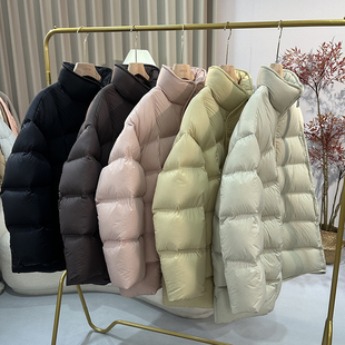 90白鸭绒泡芙休闲时尚洋气羽绒服女中长款2024年新款立领保暖外套
