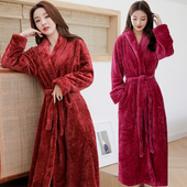 睡袍男冬加厚加长款 双面加绒浴袍女冬 法兰绒冬季 睡袍男士 秋冬新品