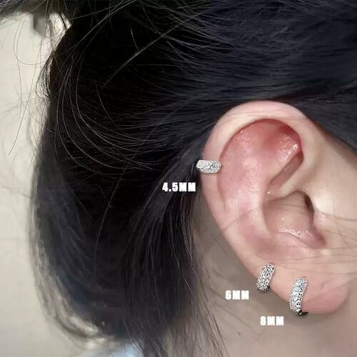 边缘耳骨钉女耳针养耳洞小耳圈极小超闪满钻耳骨环独特耳扣