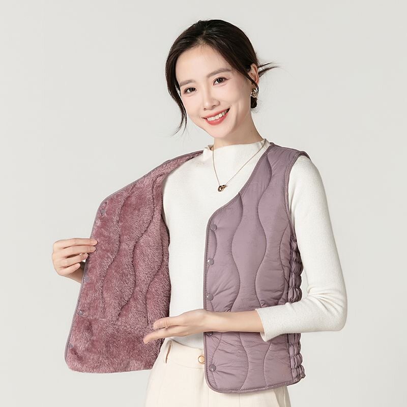 2024新款羽绒绵马甲女士加绒加厚大码内穿棉服秋冬短款保暖背心