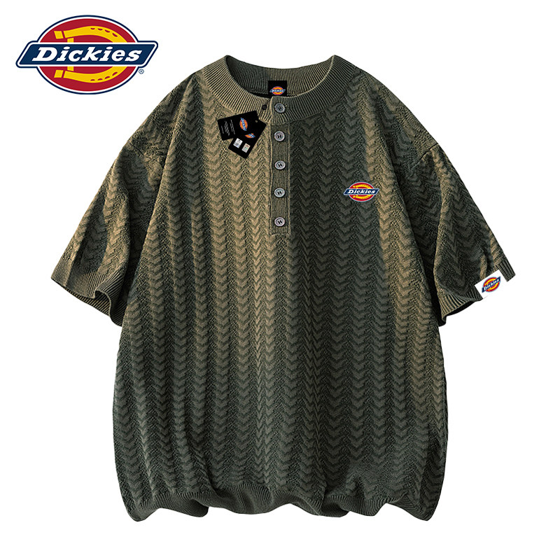 Dickies帝酷适亨利领t恤男士夏季2026新款潮牌高级感针织短袖上衣