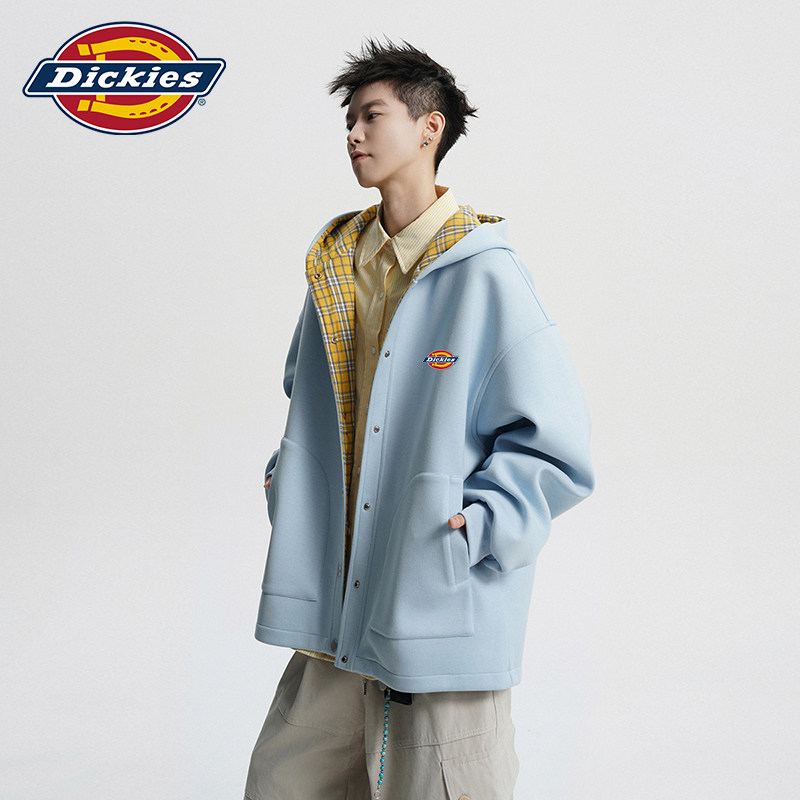 Dickies帝酷适美式夹克男士春季2026新款高级感格纹连帽卫衣外套