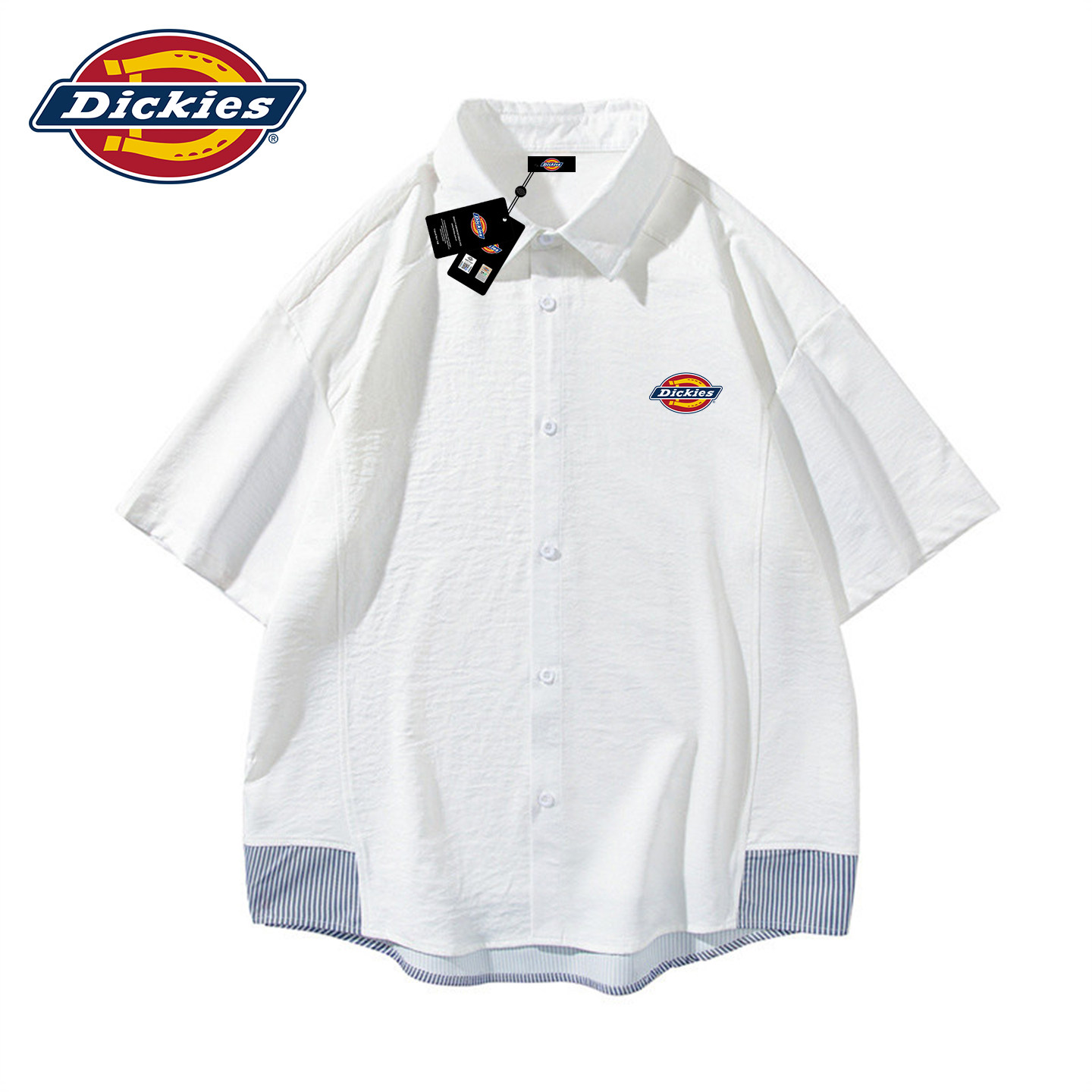 Dickies撞色拼接短袖衬衫男上衣