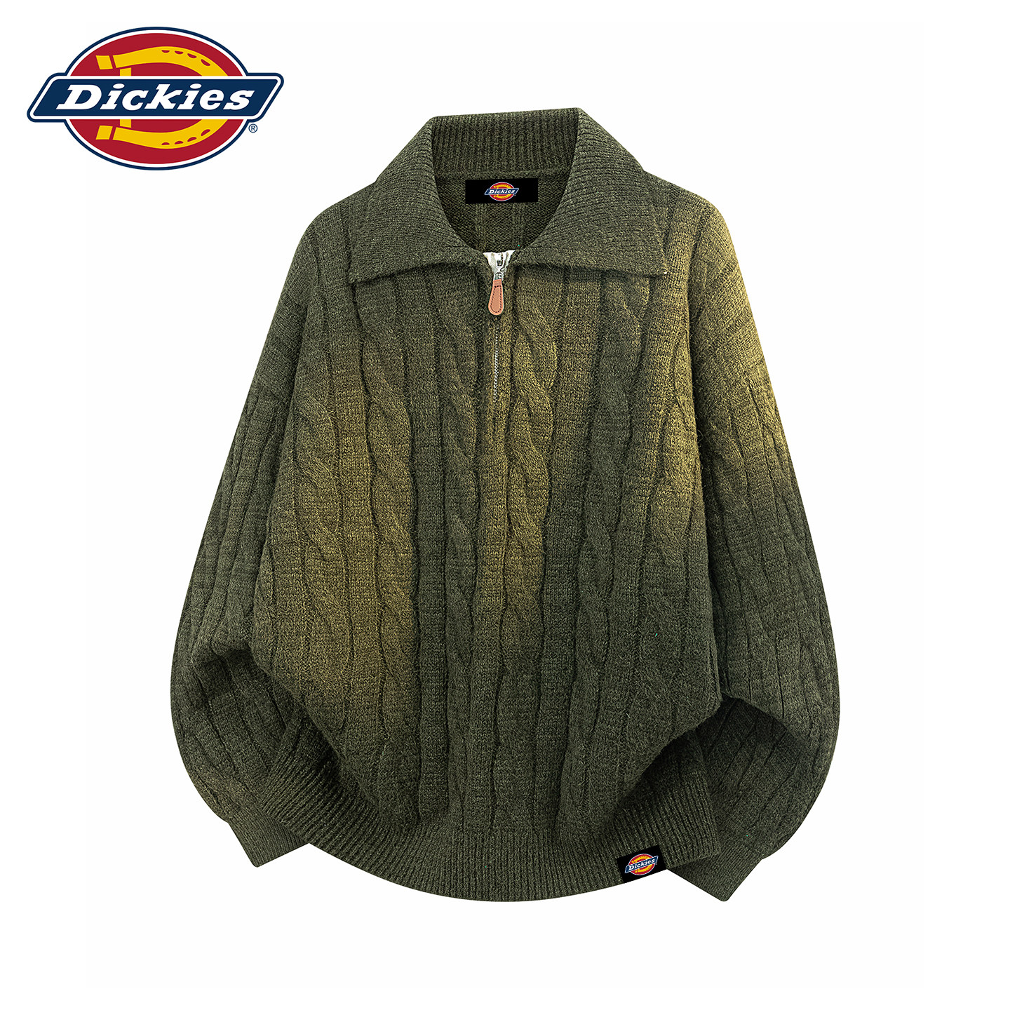 Dickies翻领绞花毛衣针织上衣男