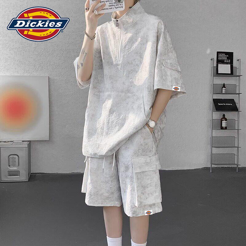 扎染短袖套装男士穿搭一整套
