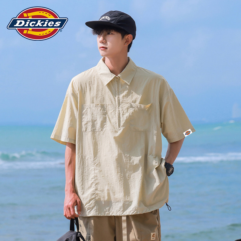 Dickies帝酷适冰丝短袖t恤男士夏季2026新款美式潮牌半拉链polo衫