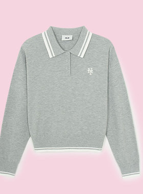 进宝家 韩国直邮MLB正品25冬季女款POLO领时尚百针织毛线衫 KPQ01