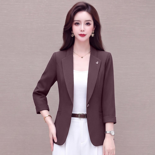 春秋新款修身显瘦短款西装外套女