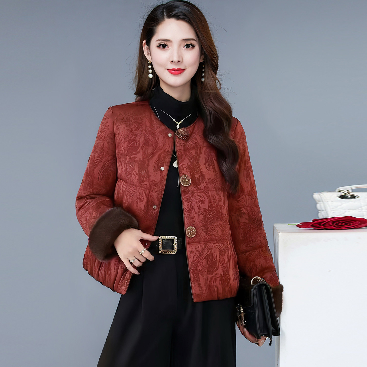 2025新款爆款冬季高级感唐装年轻款棉袄新中式国风红色棉服外套女