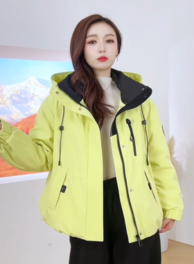 显白穿搭黄色羽绒服女2025冬季新款时尚宽松显瘦休闲风白鸭绒外套