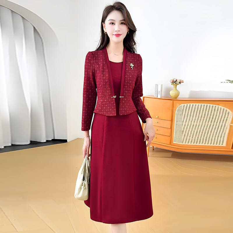 春秋2025新款喜妈妈婚宴礼服套装