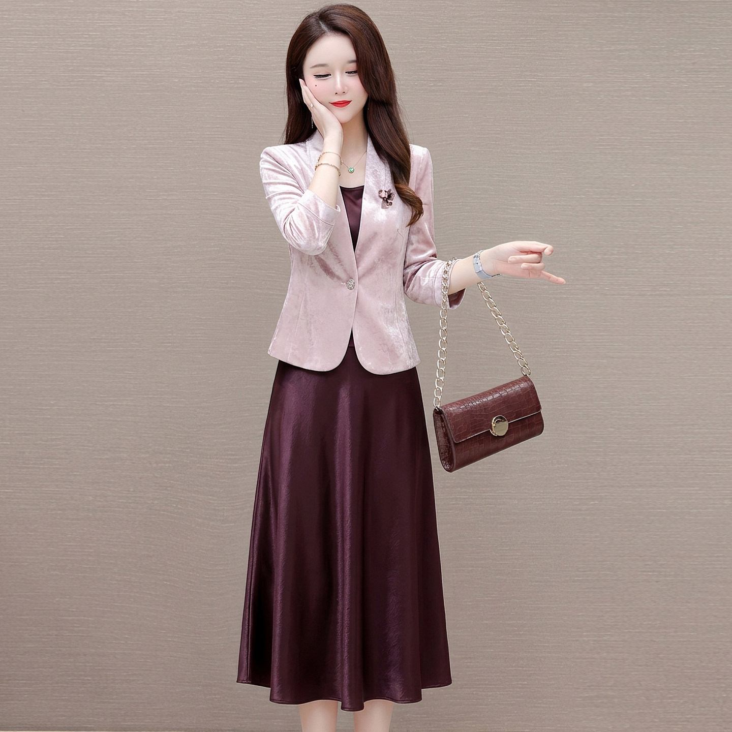 2026春秋宴会修身显瘦两件套女