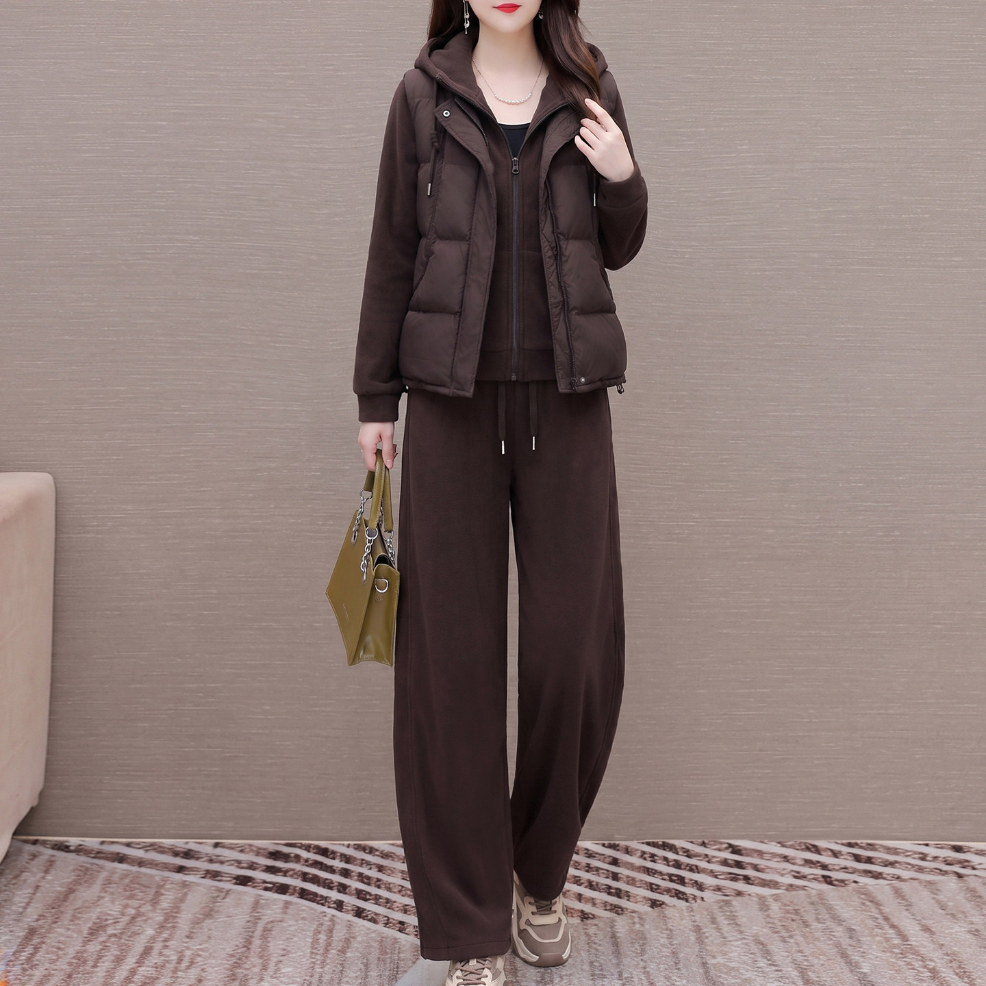 2026新款女保暖显瘦马甲三件套