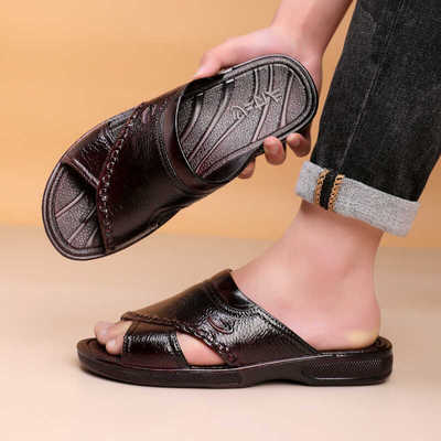 经典男士油拖鞋中年爸爸防滑耐磨