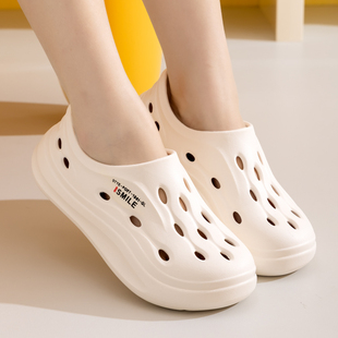 2026新款 学生夏季 外穿厚底增高防滑耐磨户外休闲包头凉拖鞋 洞洞鞋