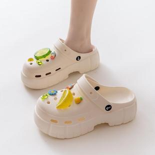 防滑漂流鞋 2025年新款 外穿海边沙滩凉拖鞋 洞洞鞋 子 女厚底增高夏季