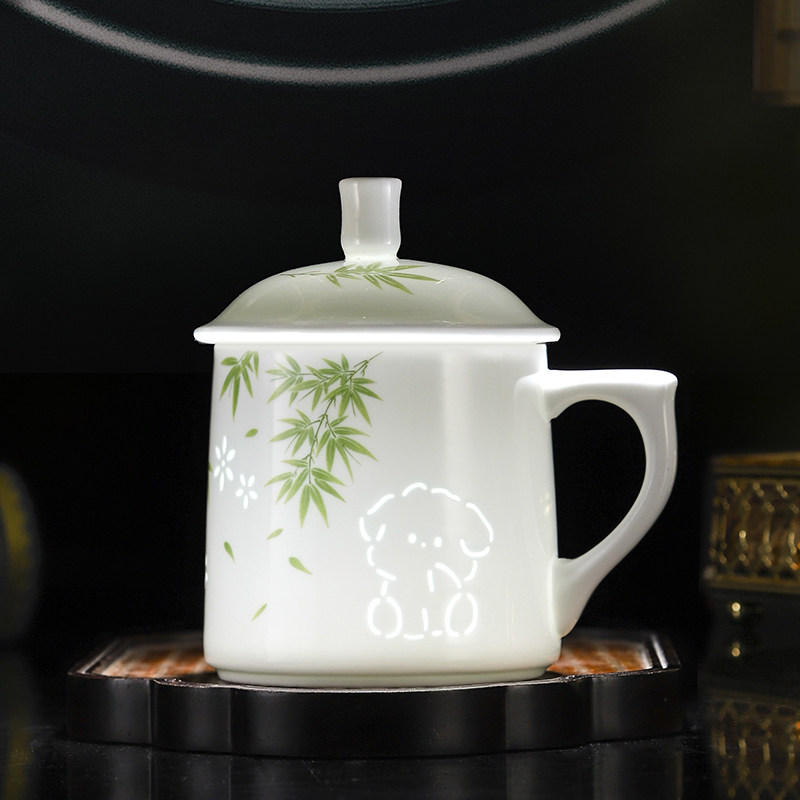 景德镇玲珑陶瓷水杯马克杯家用精致咖啡杯个人专用茶杯女士送礼图片