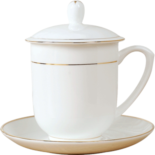 洁升陶瓷茶杯 景德镇商务茶杯骨瓷办公杯 会议杯包邮可Logo定制