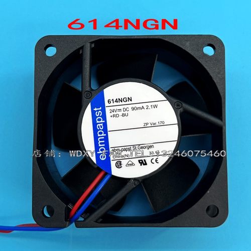原装正品德国ebmpapst 614NGN 24V 90MA 2.1W 60*60*25MM设备风扇