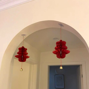 2026年马年中式春字立体蜂窝铜铃铛春节挂饰摆件过年装饰布置挂件