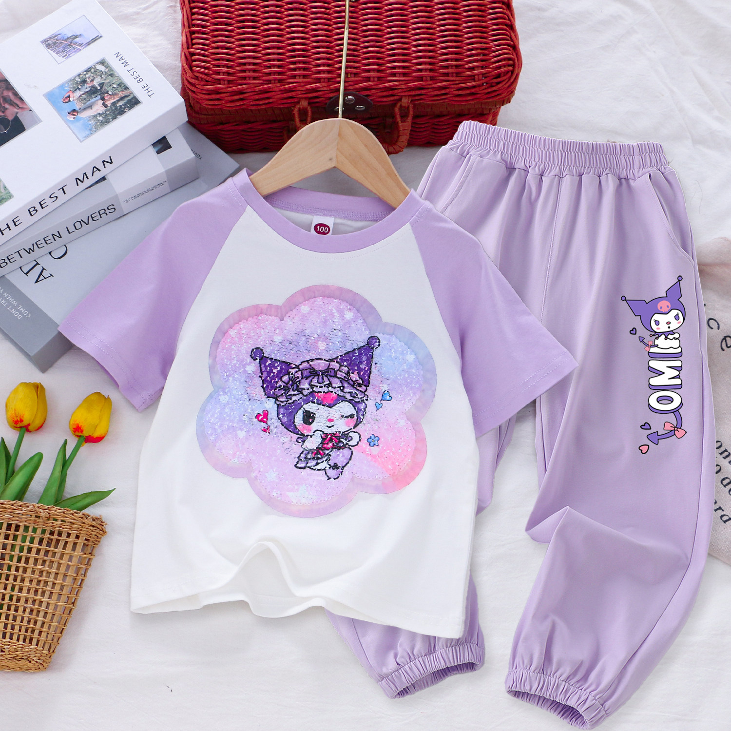 女童纯棉短袖休闲防蚊裤运动裤两件套夏薄款儿童装宝宝小女孩套装