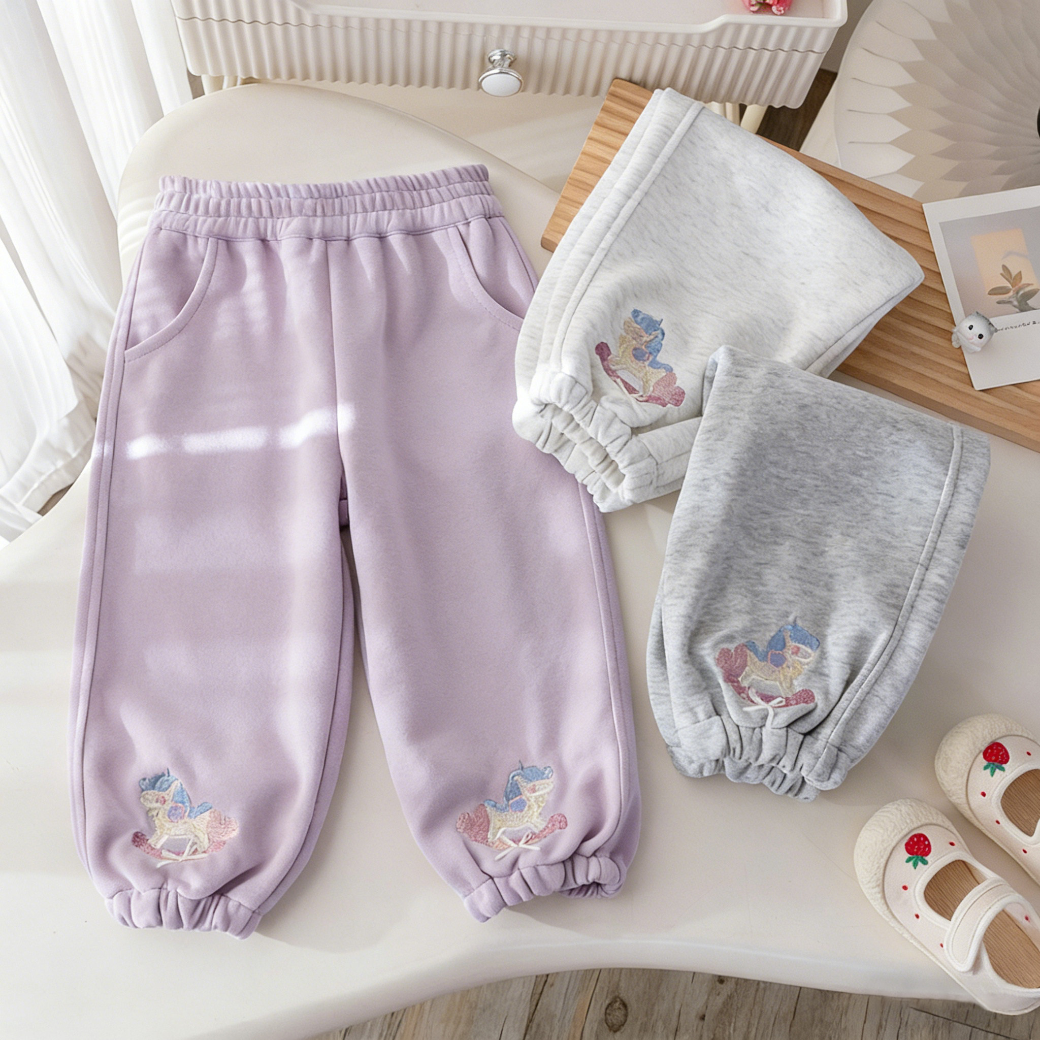 女童纯棉校服裤休闲裤运动裤26春秋儿童装长裤小女孩加绒加厚裤子