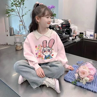 女童纯棉POLO翻领卫衣26春秋儿童女孩疯狂动物城朱迪宝宝长袖衣服