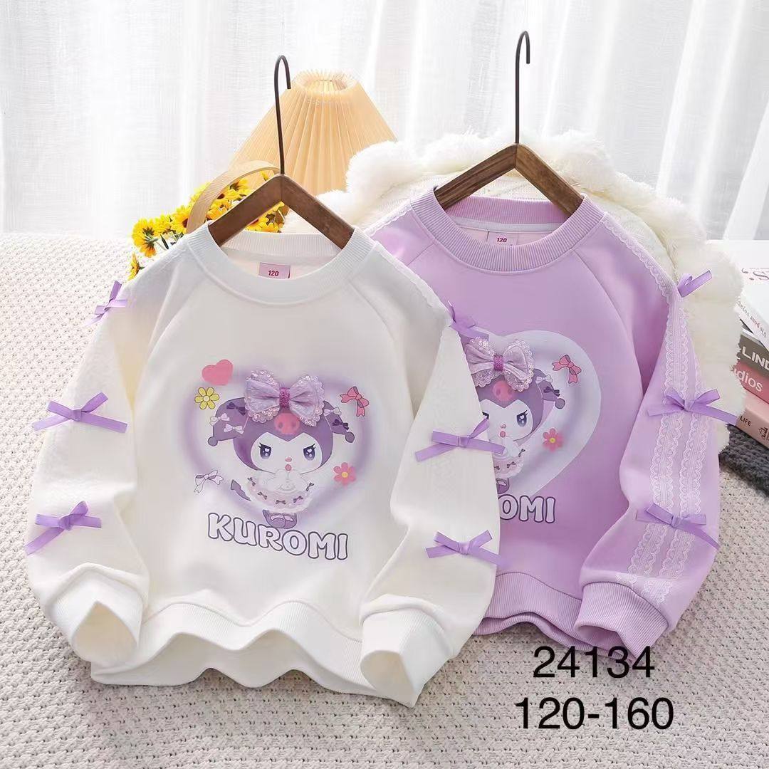 女童纯棉卫衣25春秋冬儿童装库洛米蝴蝶结小女孩宝宝加绒保暖上衣