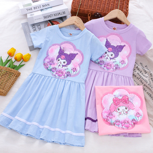 女童纯棉变色亮片连衣裙26夏季童装儿童公主裙小女孩宝宝短袖裙子