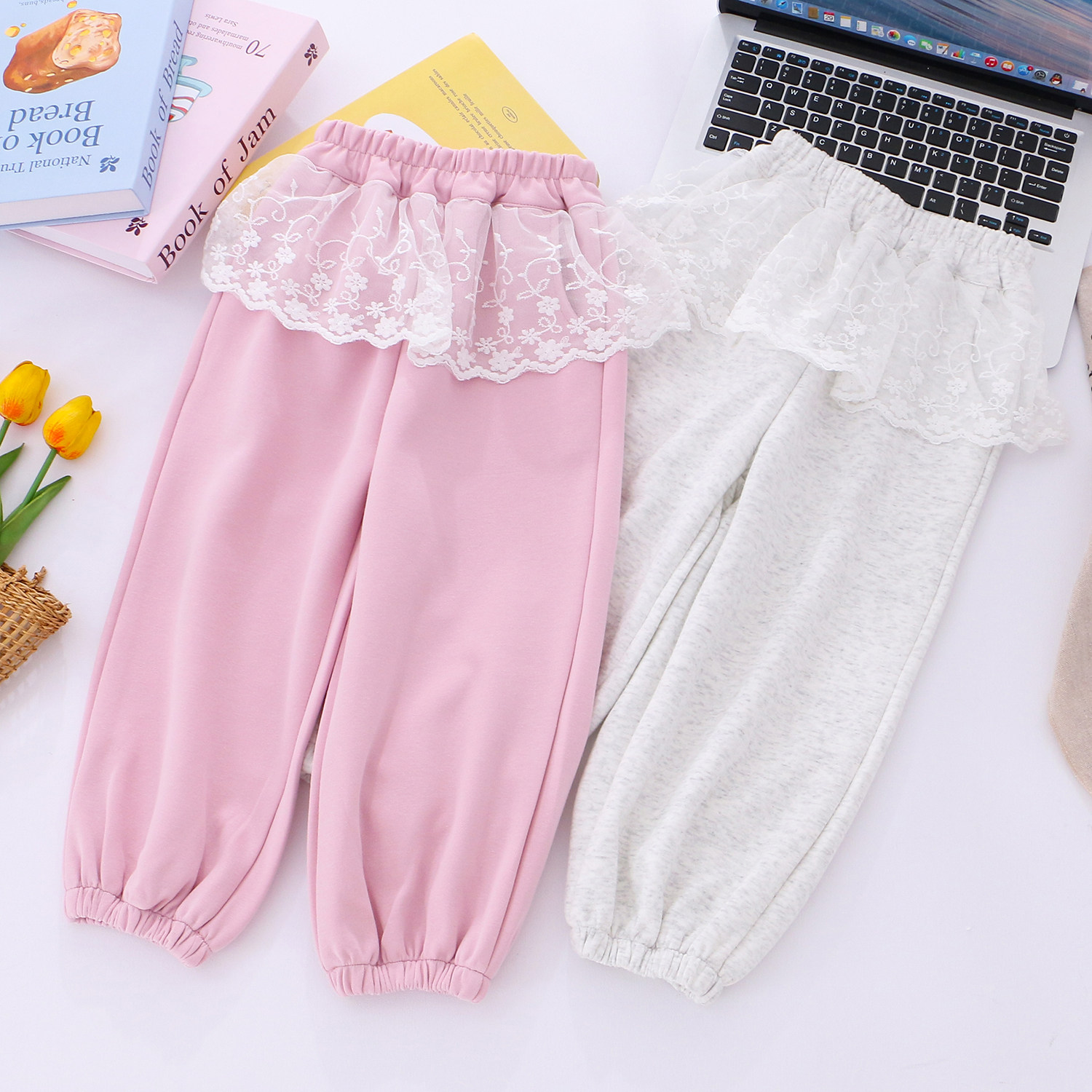 女童纯棉蕾丝边休闲裤裙裤26春秋儿童装束脚裤长裤小女孩宝宝裤子