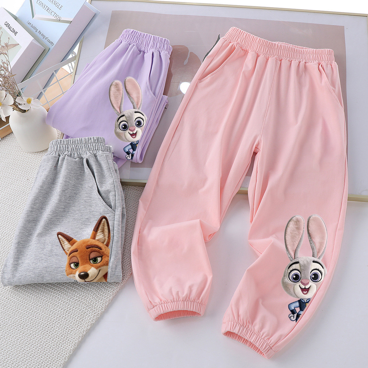 女童男童纯棉防蚊裤运动裤春夏季薄款儿童装动物城朱迪宽松长裤子