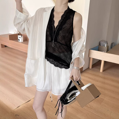 Gary的宝藏GRACETINAHOO春新法式浪漫V领蕾丝松弛叠搭时髦感百搭