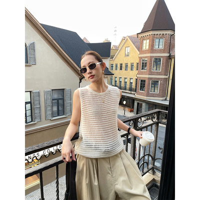 Gary的宝藏万为 法式马海毛上衣女2026春新款圆领羊毛镂空透气