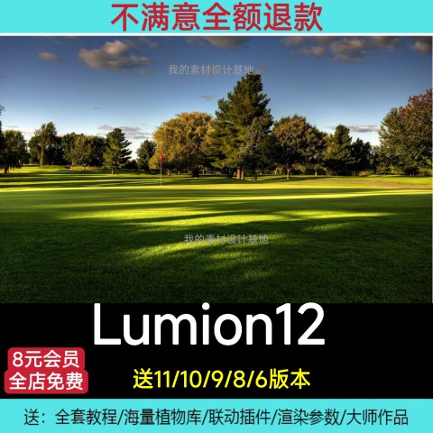 Lumion12/11/10/10.3/9/8/6中文版指导安装送素材教程可仅退款