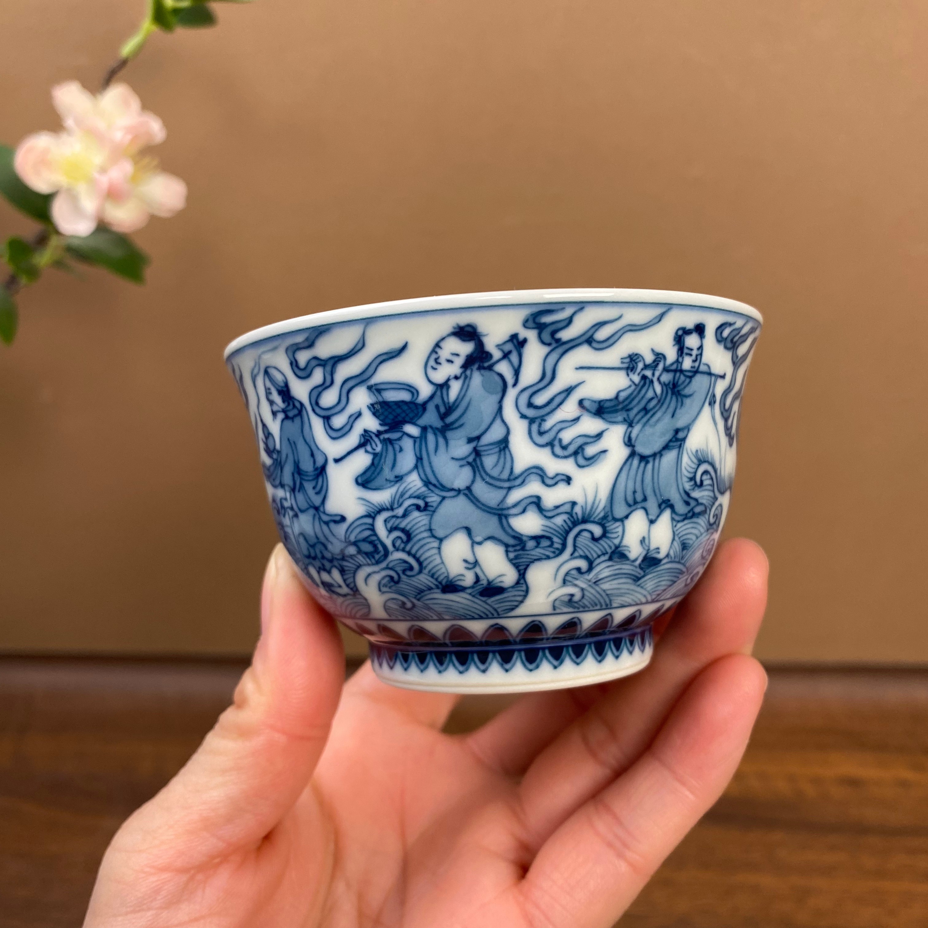 【记石柴窑】八仙过海人物主人杯110cc 手工手绘景德镇茶具