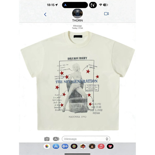PSYCHO21麦当娜VINTAGE摇滚街头复古印花卷边短宽街头短袖Tshirt