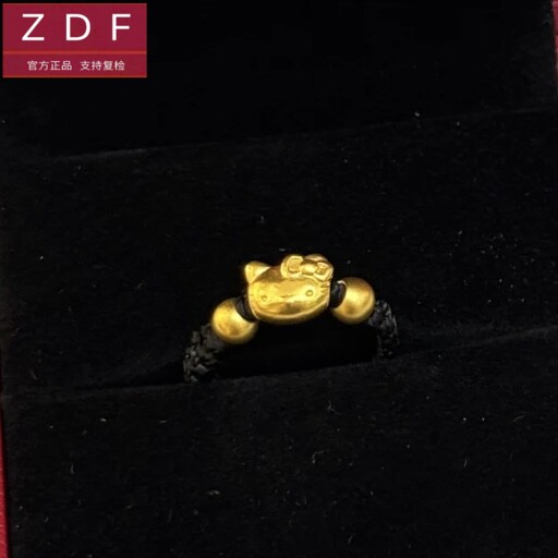 ZDF黄金籽大福kitty戒指足金999凯蒂猫kt猫指环送女友情人节礼