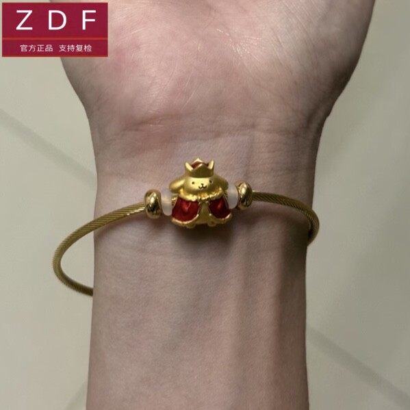 ZDF黄金籽大福足金999小金圈吊坠项链女送女友老婆七夕情人节礼物