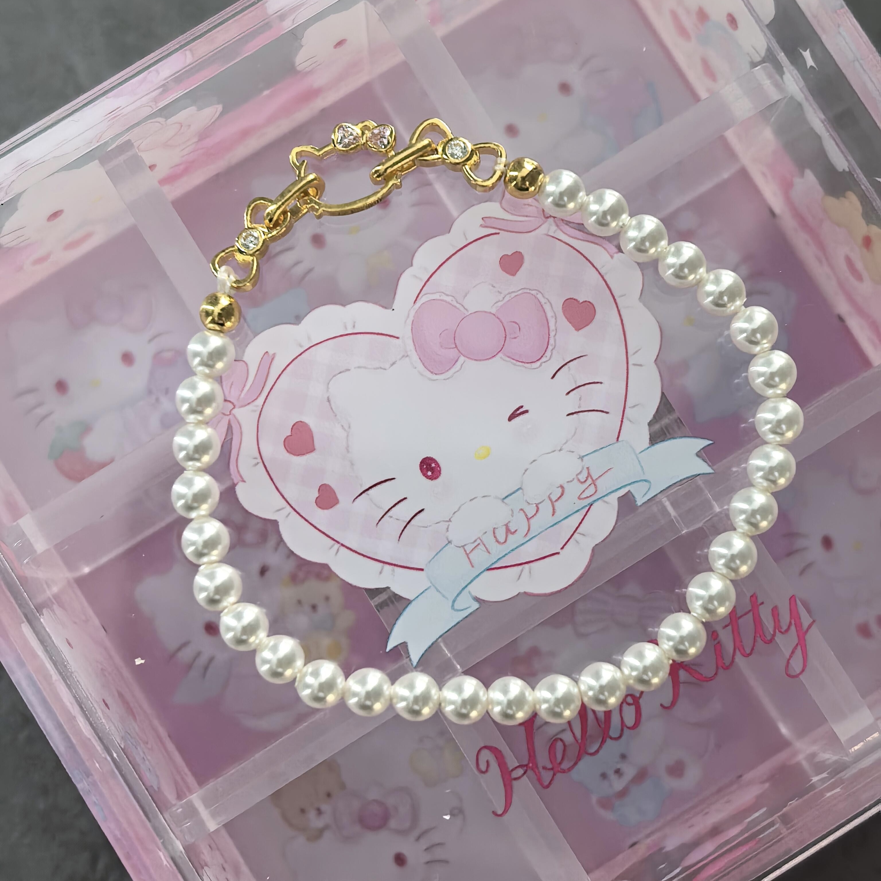 ZDF黄金籽大福足金999hello kitty手链女 送女友老婆七夕情人节礼