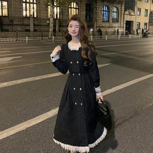 AM NANA 赫本风小黑裙法式小香风加厚高级感名媛秋冬气质连衣裙女