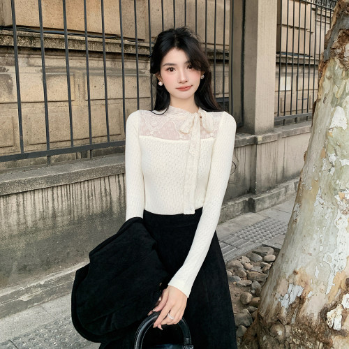 AMNANA千金风蝴蝶结显瘦针织衫
