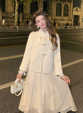 AM NANA冬季毛呢外套新中式气质小个子温柔风上衣女立领百搭女装