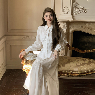 AM NANA秋冬法式气质白色衬衫连衣裙二件套温柔风轻奢仙女长裙子