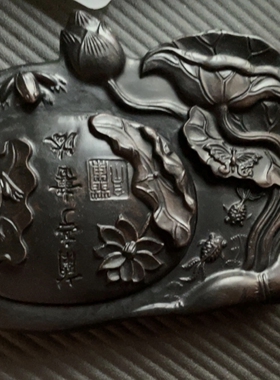 特价包邮山西澄泥砚文房四宝画画写字带盖子做旧兰亭荷花学生砚台