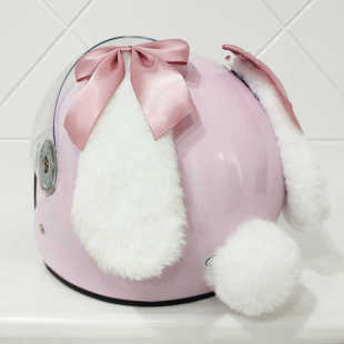 可拆可爱头盔兔耳朵装 饰品机车摩托电动车女骑滑雪骑行头盔配饰