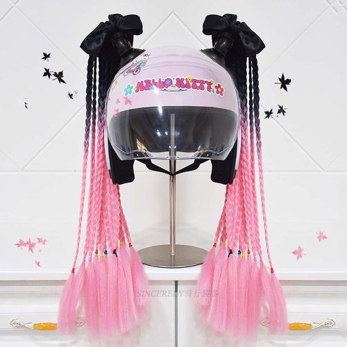 2条机车头盔装饰辫子骑行滑雪头盔装饰品电动车骑士个性脏辫可拆