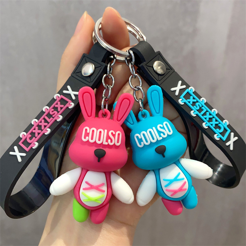 创意捆绑兔钥匙扣包包挂件
